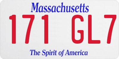 MA license plate 171GL7