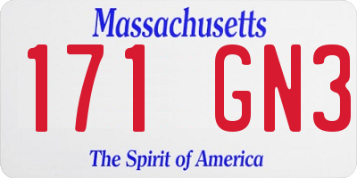 MA license plate 171GN3