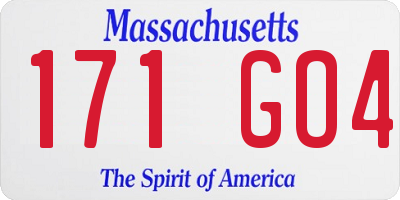 MA license plate 171GO4