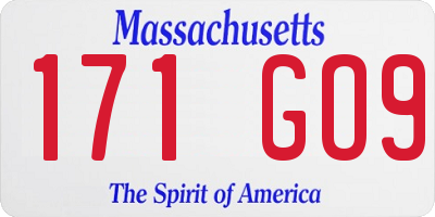 MA license plate 171GO9