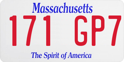 MA license plate 171GP7