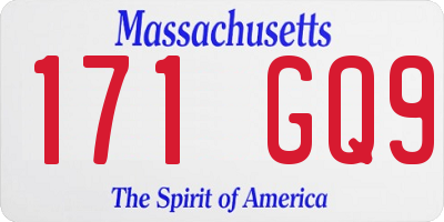 MA license plate 171GQ9