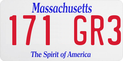 MA license plate 171GR3