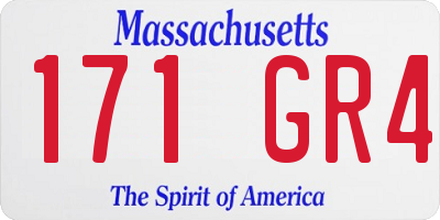MA license plate 171GR4