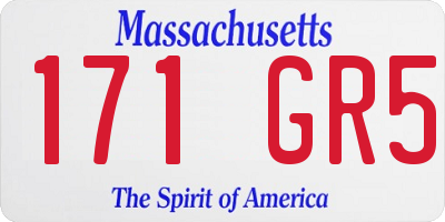 MA license plate 171GR5