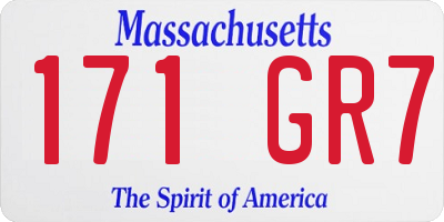 MA license plate 171GR7
