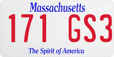 MA license plate 171GS3
