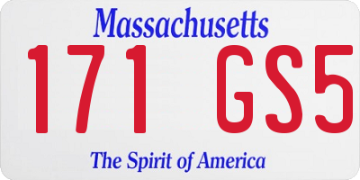 MA license plate 171GS5