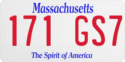 MA license plate 171GS7