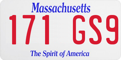 MA license plate 171GS9