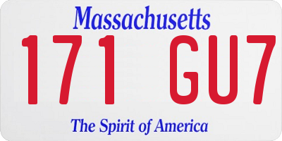 MA license plate 171GU7