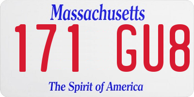 MA license plate 171GU8
