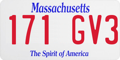 MA license plate 171GV3
