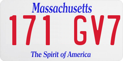 MA license plate 171GV7