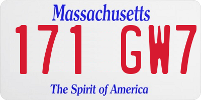 MA license plate 171GW7
