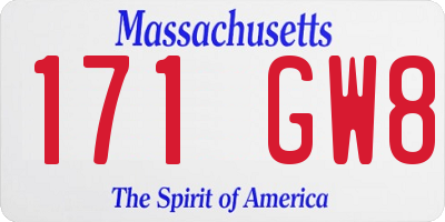 MA license plate 171GW8