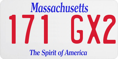 MA license plate 171GX2