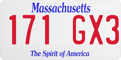 MA license plate 171GX3