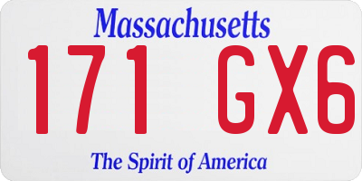 MA license plate 171GX6