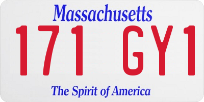 MA license plate 171GY1