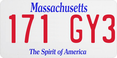 MA license plate 171GY3