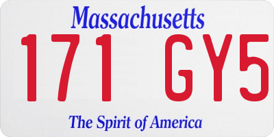 MA license plate 171GY5