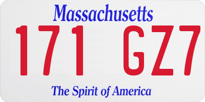 MA license plate 171GZ7