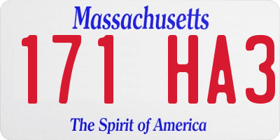 MA license plate 171HA3