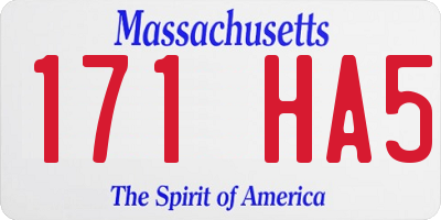 MA license plate 171HA5