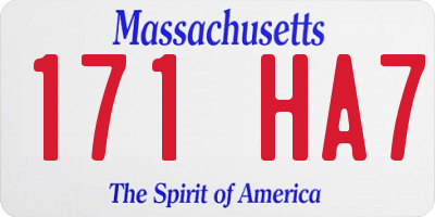 MA license plate 171HA7
