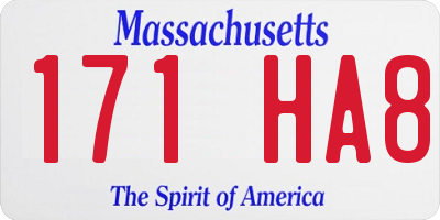 MA license plate 171HA8