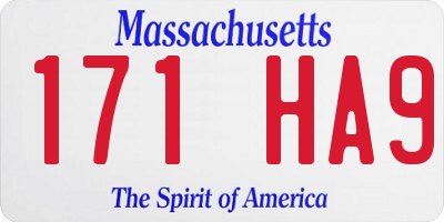 MA license plate 171HA9