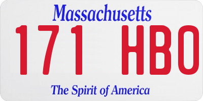 MA license plate 171HB0
