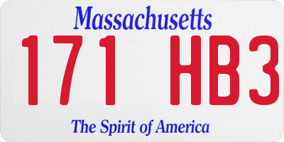 MA license plate 171HB3