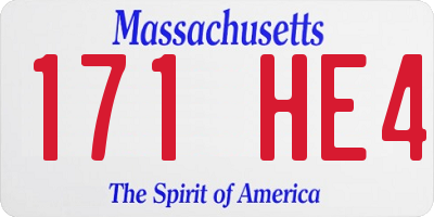 MA license plate 171HE4