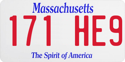 MA license plate 171HE9