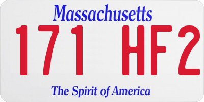 MA license plate 171HF2