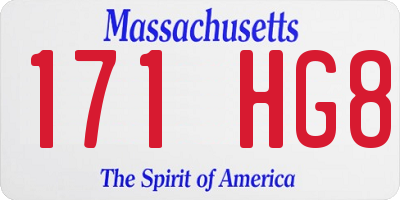 MA license plate 171HG8