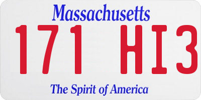 MA license plate 171HI3