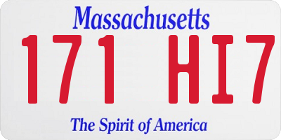 MA license plate 171HI7