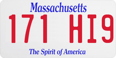 MA license plate 171HI9