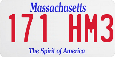 MA license plate 171HM3