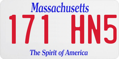 MA license plate 171HN5