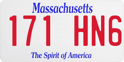 MA license plate 171HN6