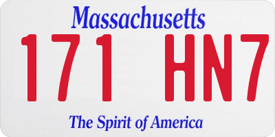 MA license plate 171HN7
