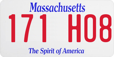 MA license plate 171HO8