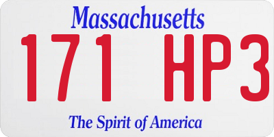 MA license plate 171HP3