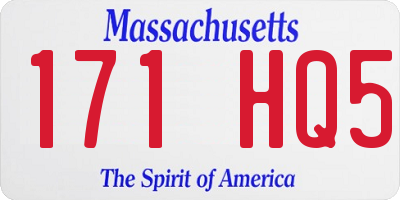 MA license plate 171HQ5