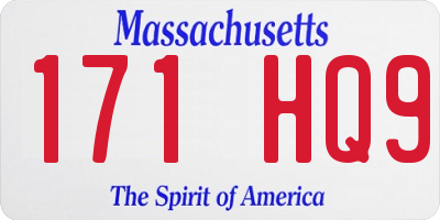 MA license plate 171HQ9