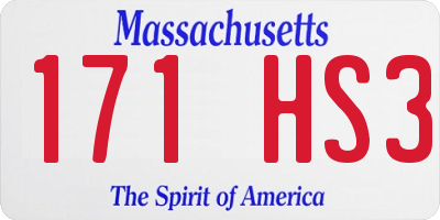 MA license plate 171HS3